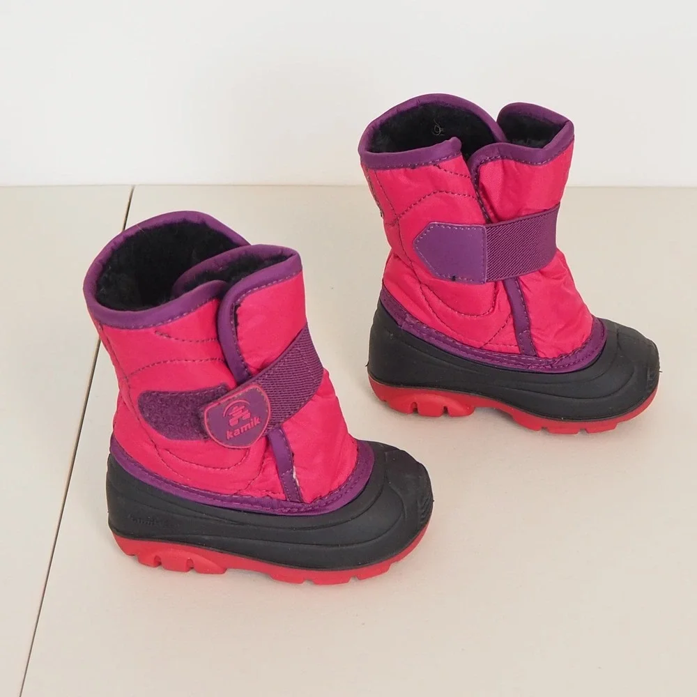 Kamik‎ Snowbug 5 Toddler Girls Boots Sz 5 Made in Canada Fur Lined Insulated